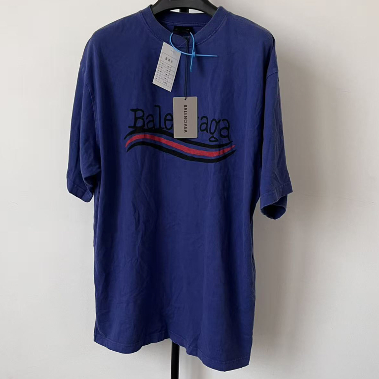 未使用 Balenciaga/巴黎世家 字母印花套头短袖 落肩袖T恤 01551