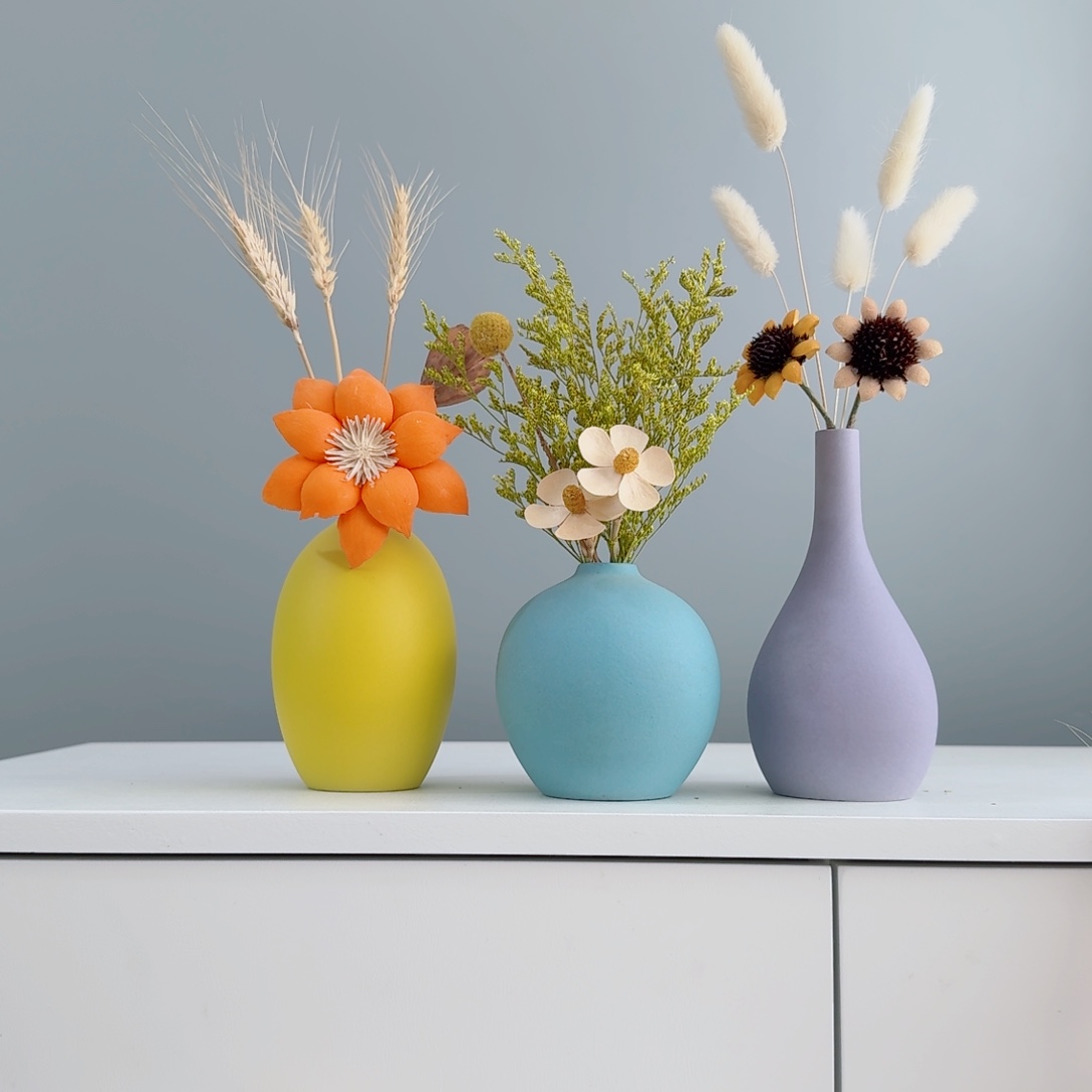 摆件陶瓷花瓶摆件含花总高约20-30cm