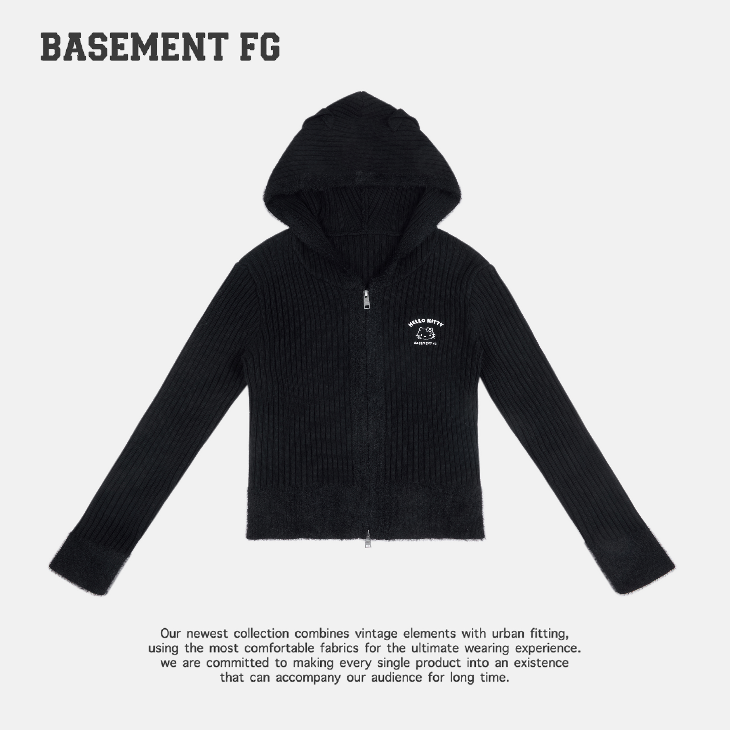 BASEMENT FG连帽毛针织衫丝光透气针织连帽衫经典253500084001160