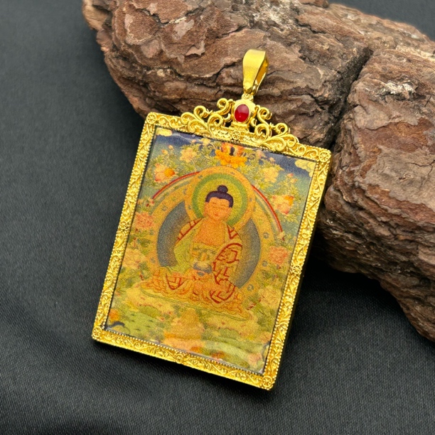 刘爷专属 深圳水贝足金阿弥陀佛唐卡吊坠