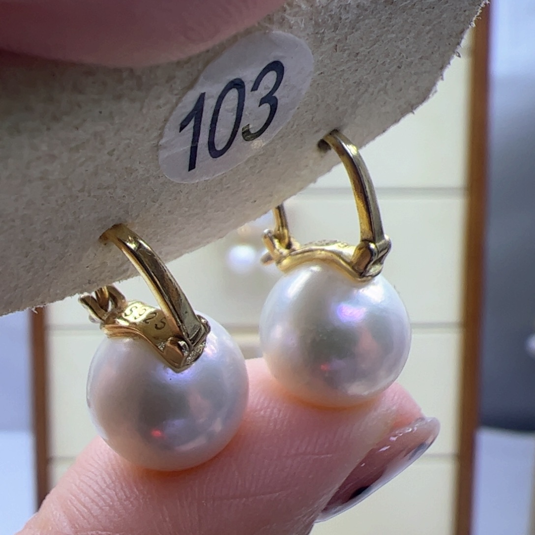 淡水珍珠耳饰银S925镶嵌