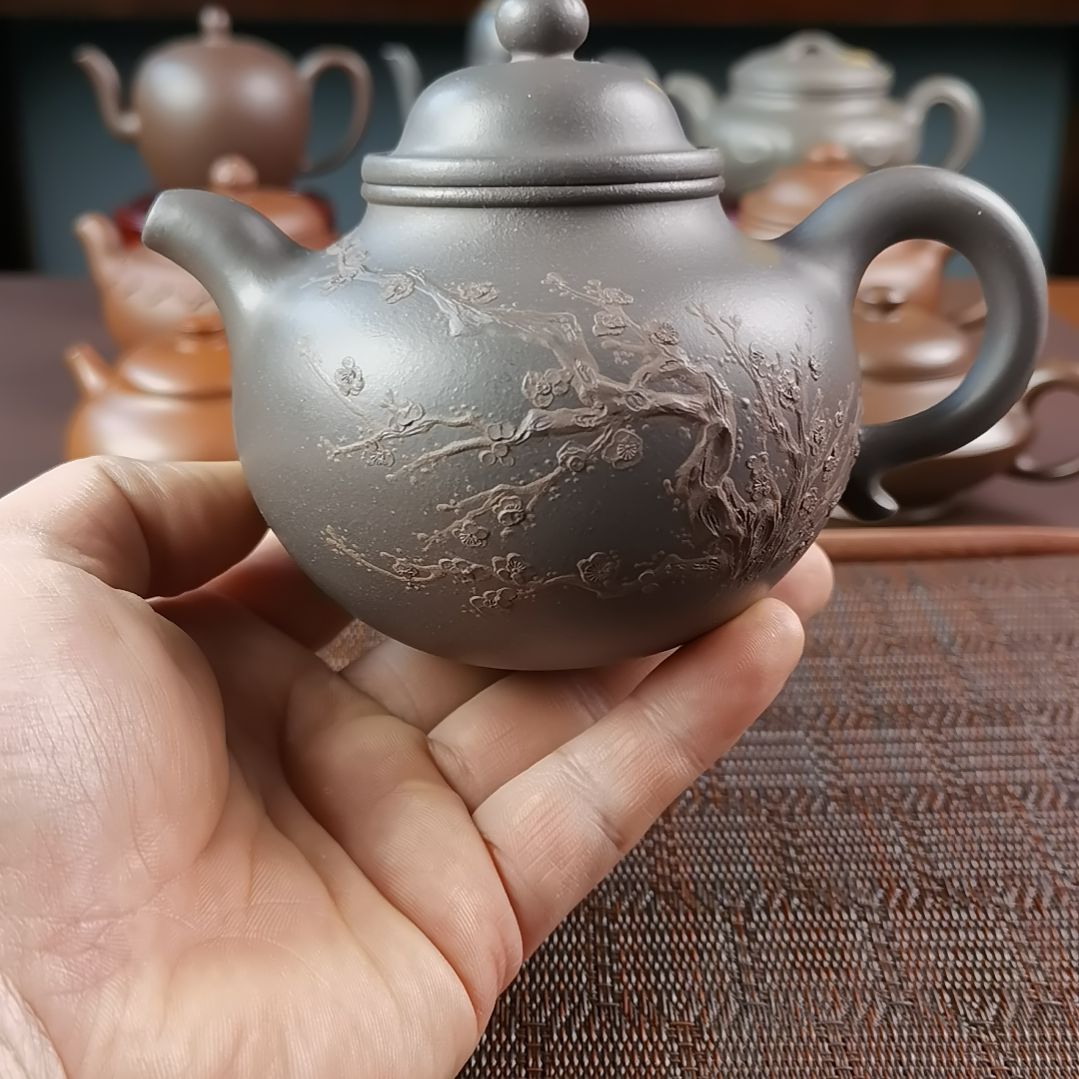 紫砂茶壶清灰泥大亨莲子350CC