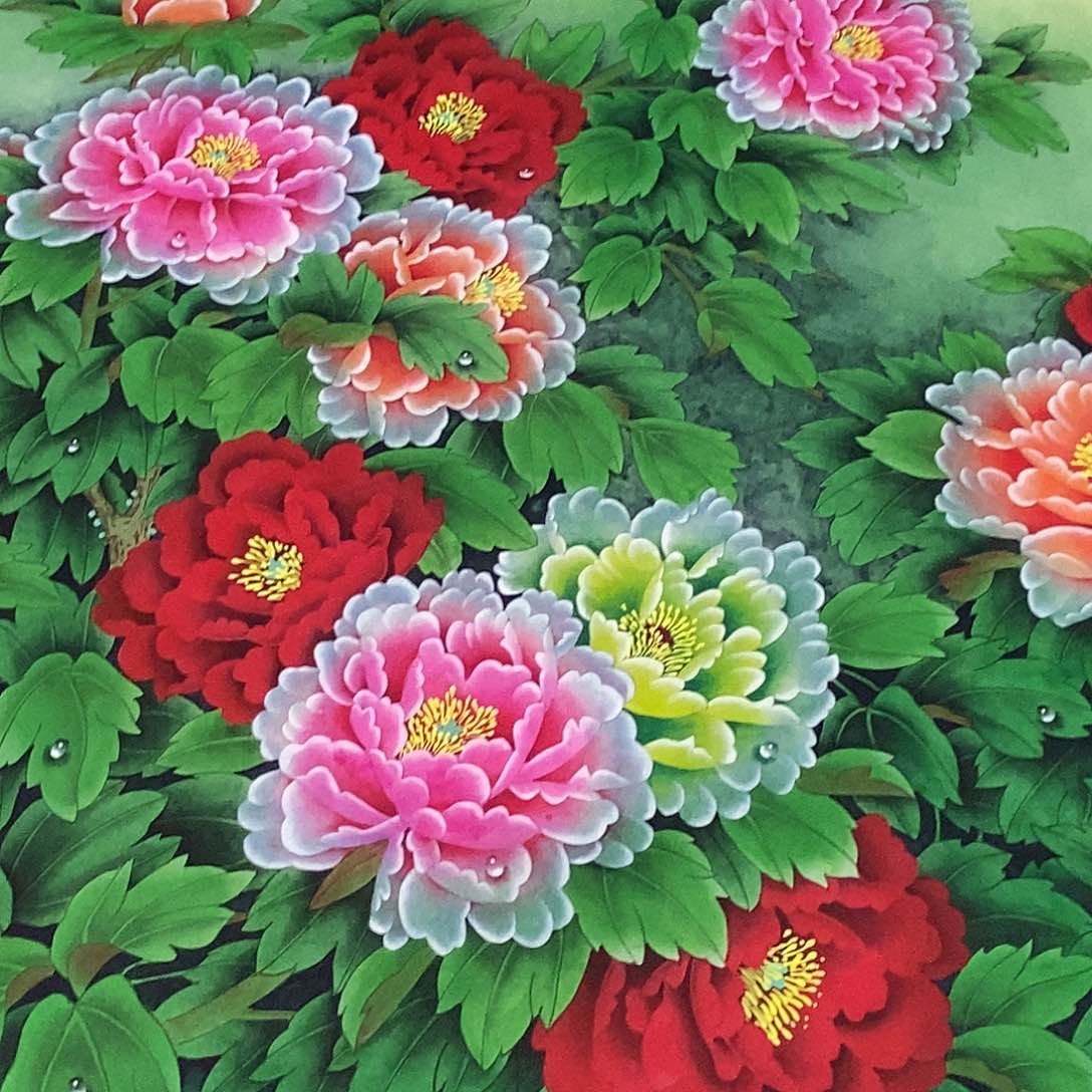 国画南**金手绘工笔牡丹