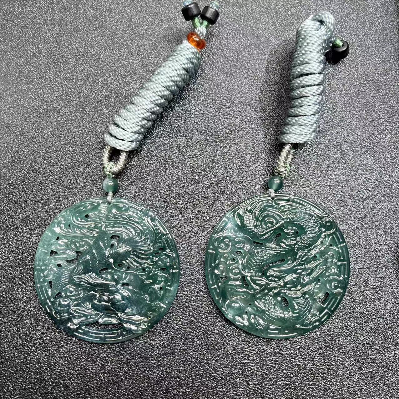 【胖】翡翠龙凤吊坠发一对@k
