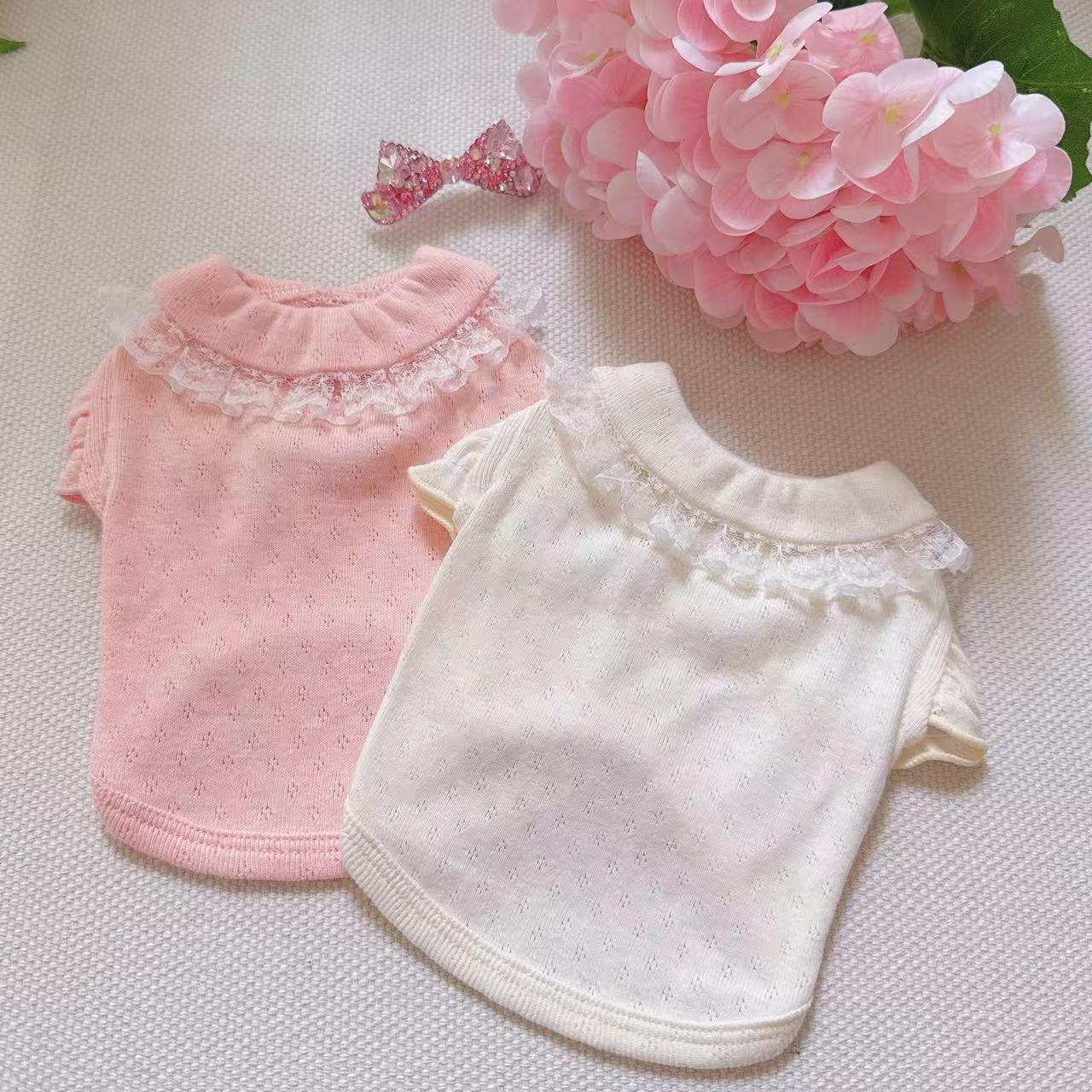 新款宠物服娃娃领花苞袖衬衣