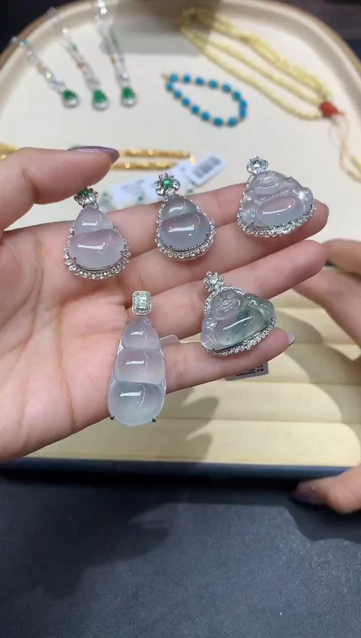 【小鱼严选彩虹盘】翡翠吊坠-多样性发其一18K金-DY17|CXQ21