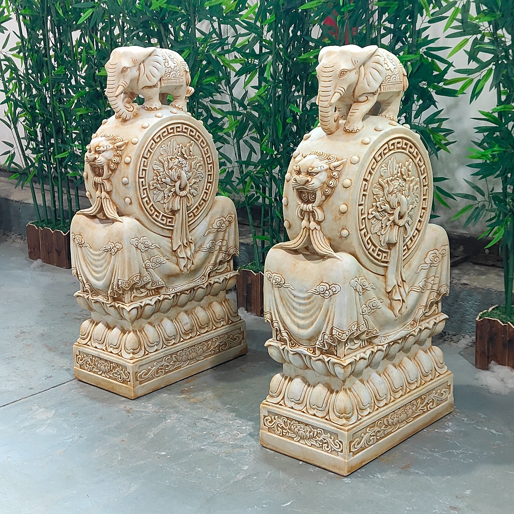 平步青云小象抱鼓石门前摆件汉白玉做旧工艺，包邮不含卸车和摆放