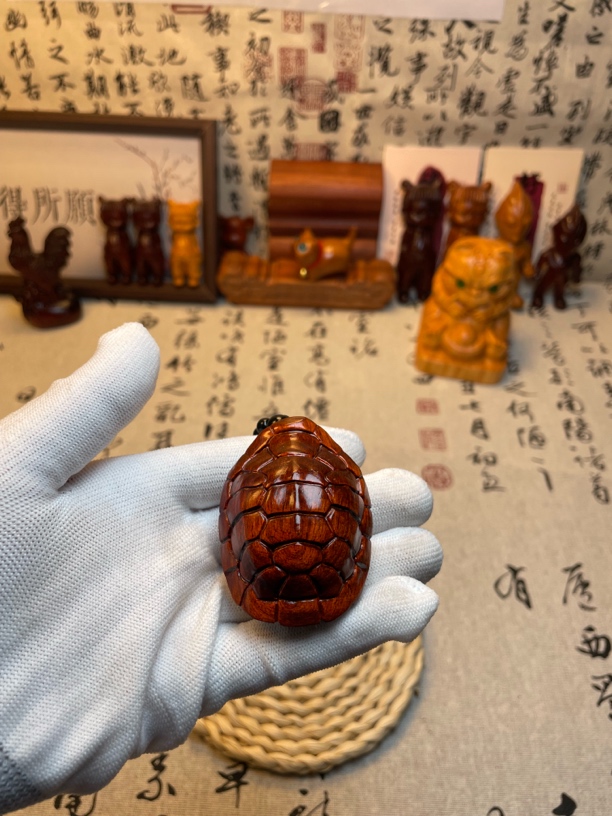 紫檀木【富甲天下】龟壳手把件实木雕刻挂件摆件装饰品文玩手把件