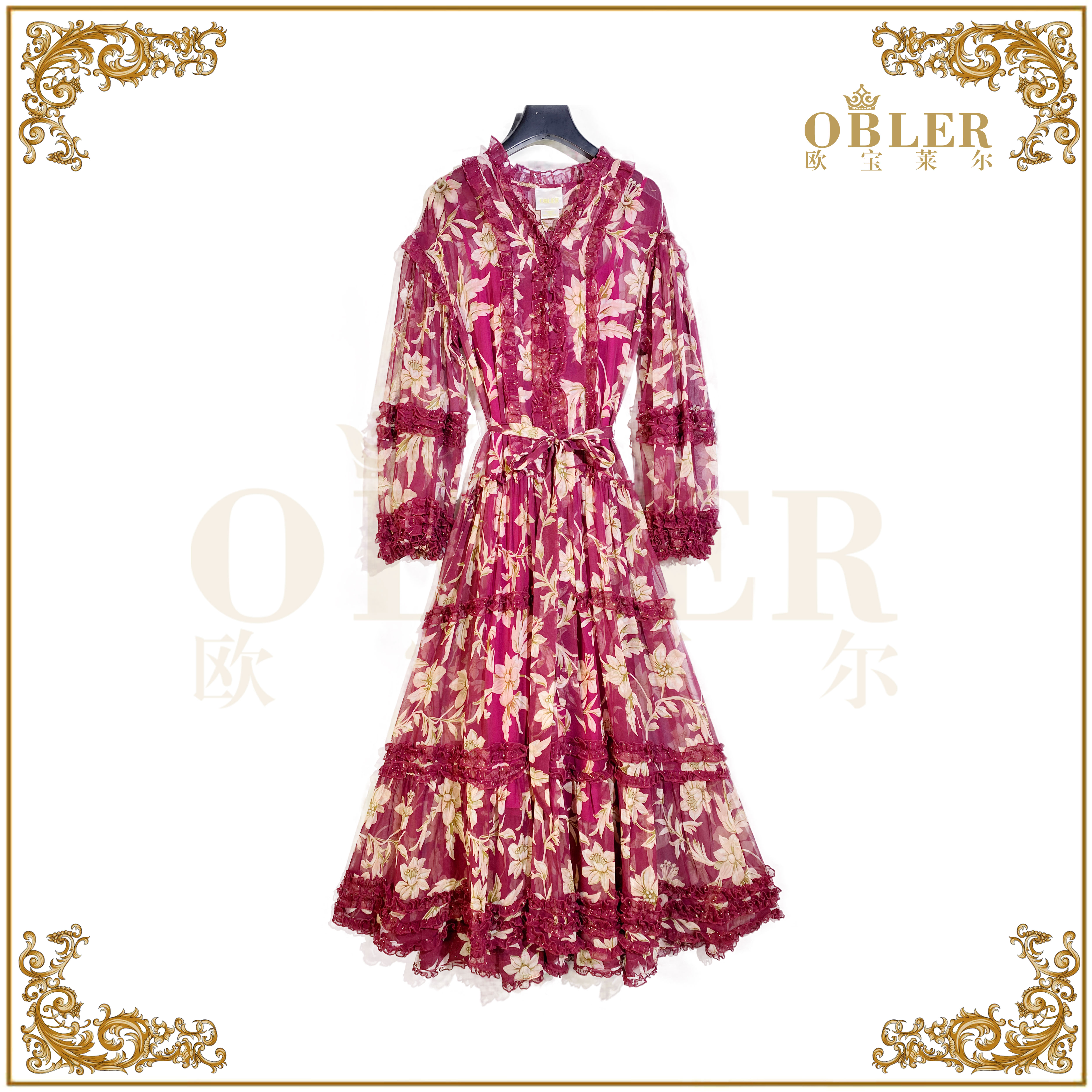  【欧宝莱尔】新款气质时尚轻奢女装连衣裙330-6149