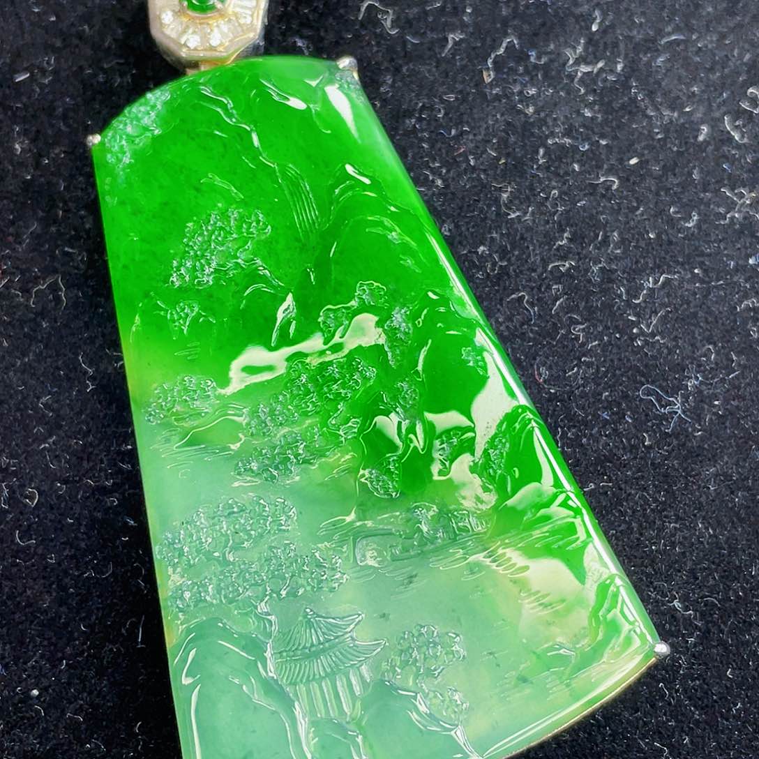 翡翠吊坠(不含链)银S925镶嵌