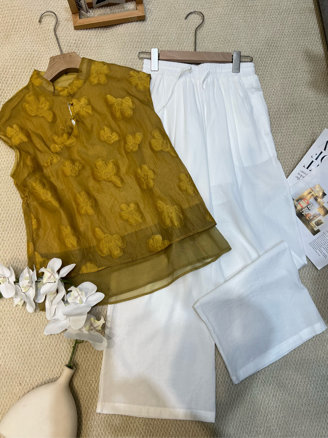 炸款～意法货高品国风设计感套装