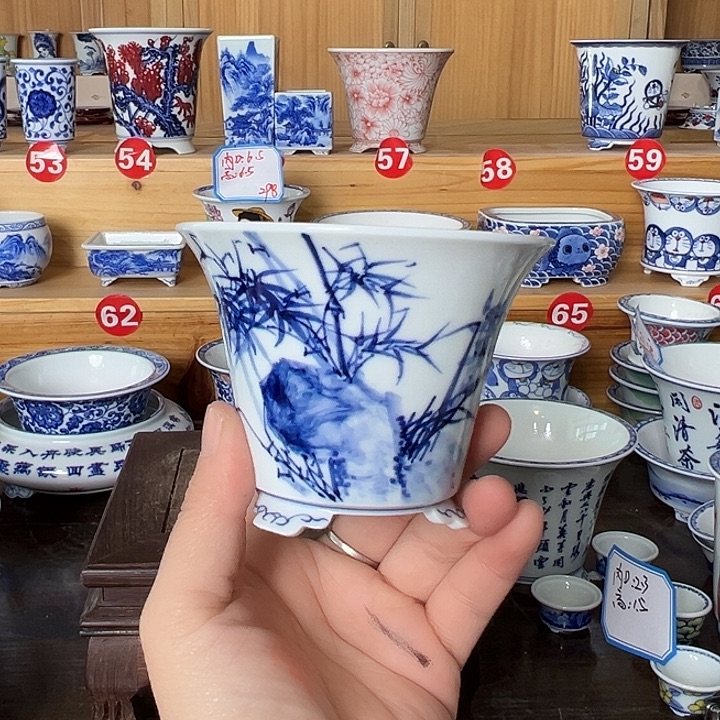 墨奈手绘陶瓷花盆口8.3高7.3