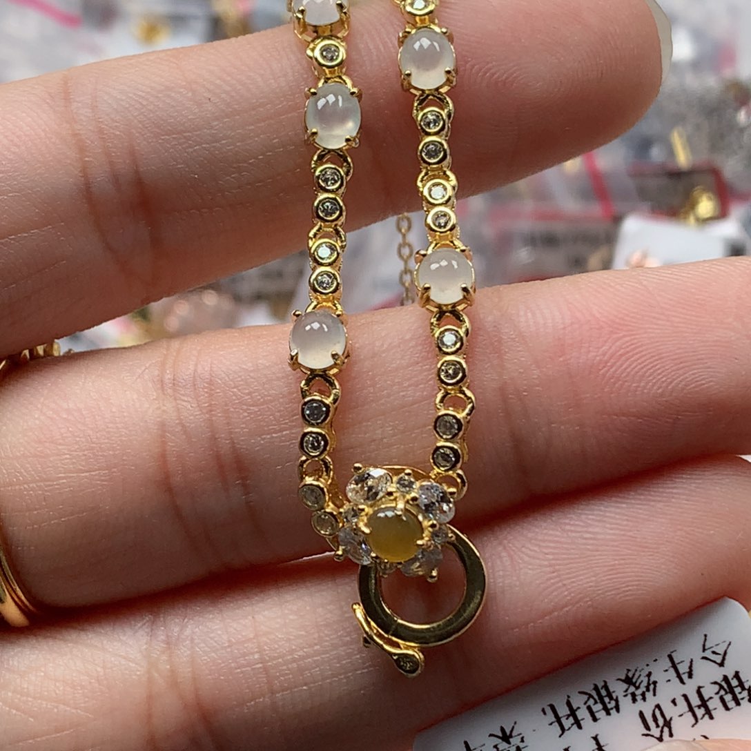 翡翠银S925镶嵌戒指天然翡翠吊坠