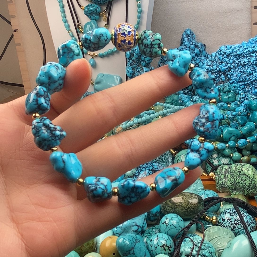 田***子绿松石未镶嵌珠宝半成品