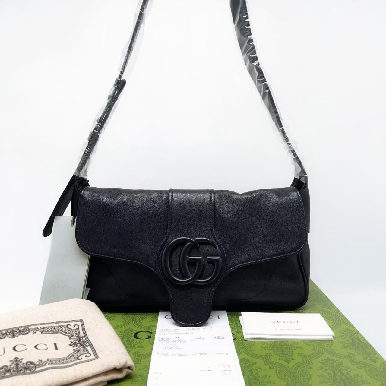 95新 GUCCI/古驰 古驰黑色翻盖6179/二奢包包