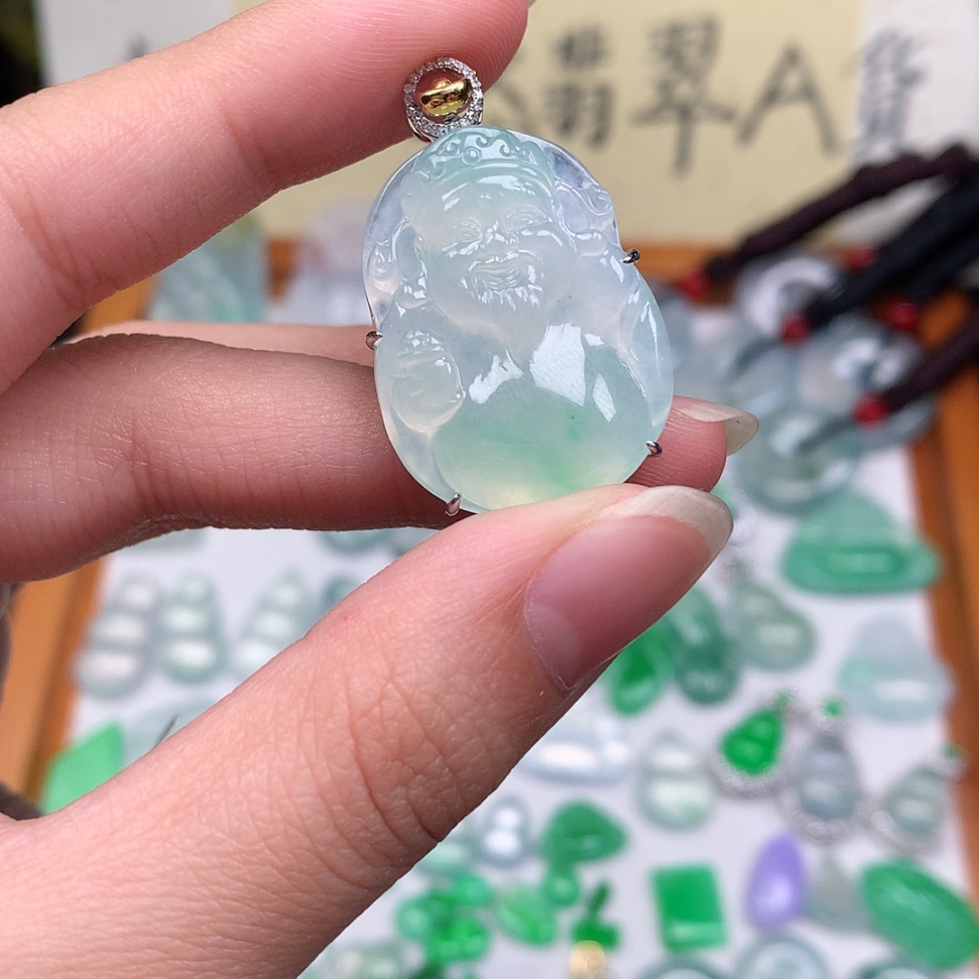 翡翠裸石合金缅甸天然A货翡翠冰种财神