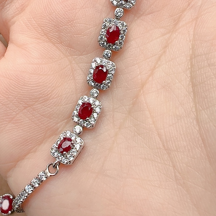 银S925镶嵌红宝石手链
