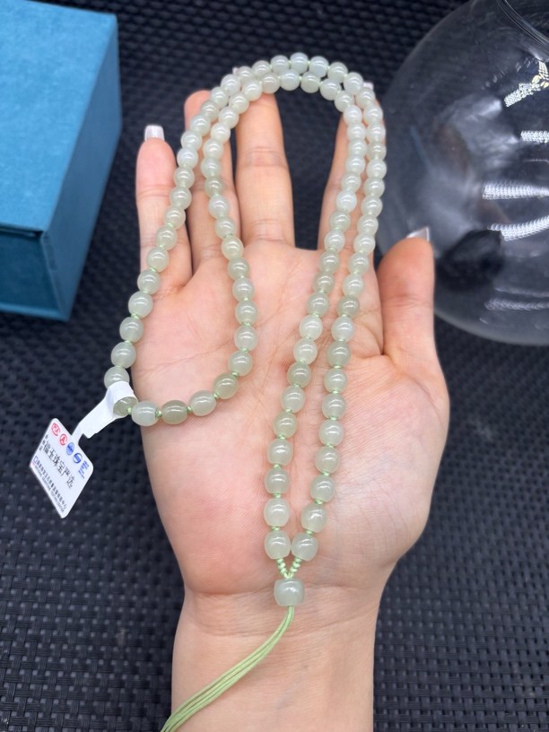 高档天然和田玉冰晴水鼓珠桶珠6mm项链挂坠绳玉石珠链毛衣链百搭