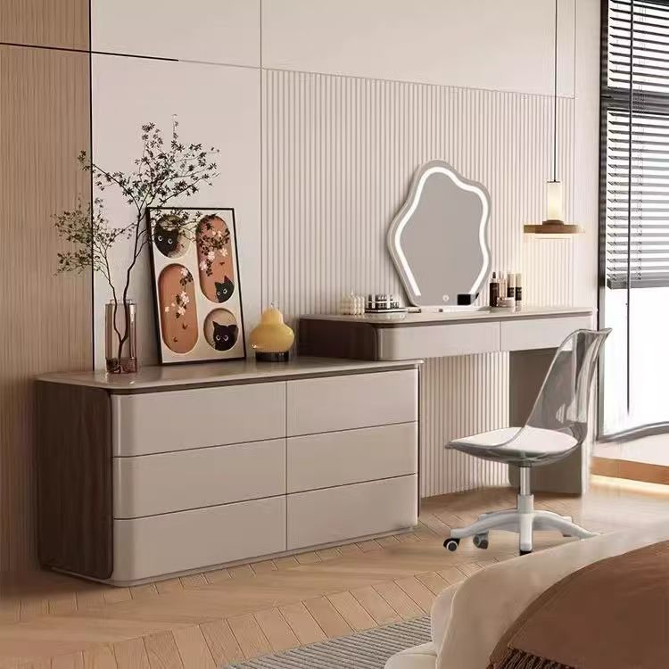 2025新款梳妆台卧室家用斗柜一体化妆桌化妆台可伸缩储物柜实木