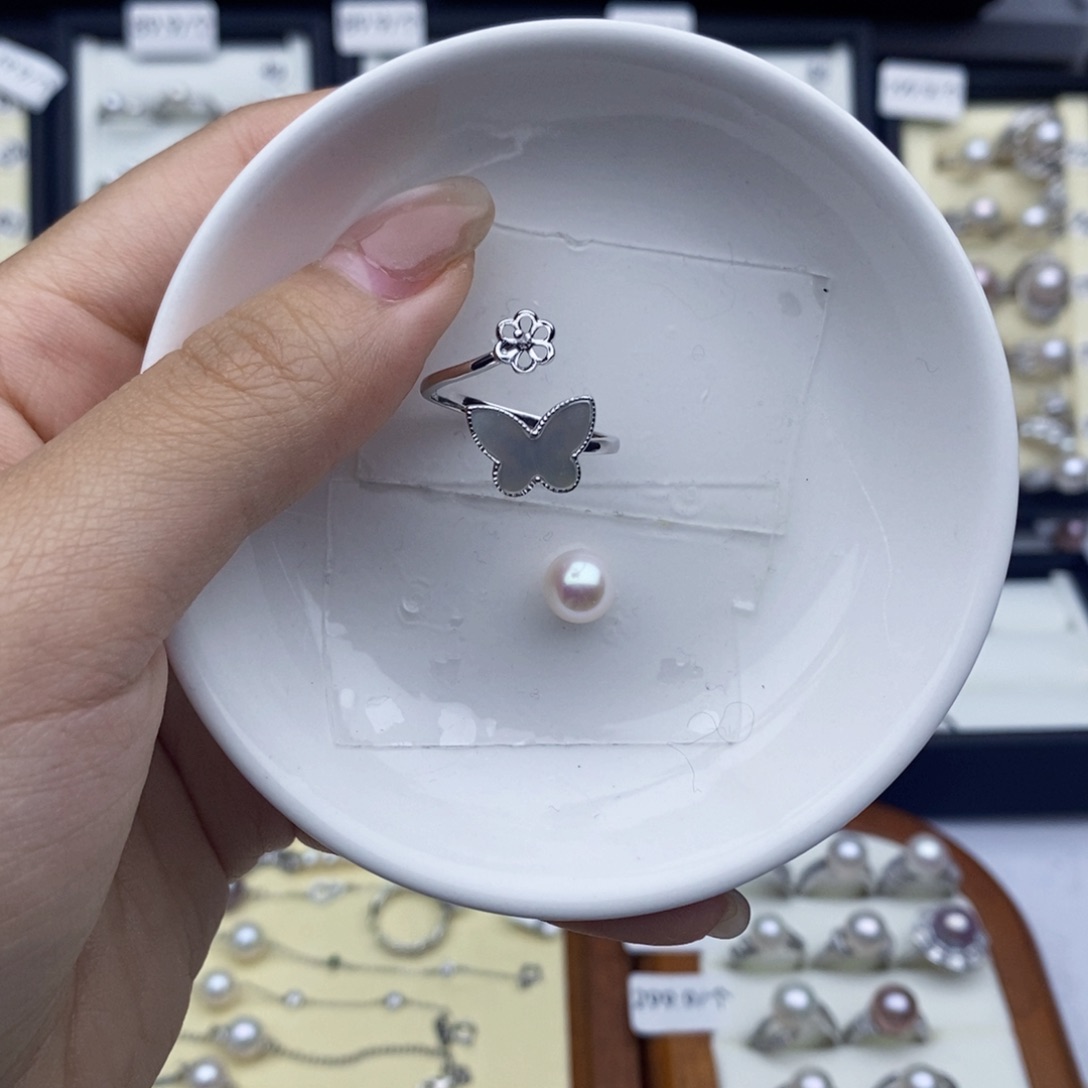 阿***林925银6.7mm上开口蝴蝶戒指