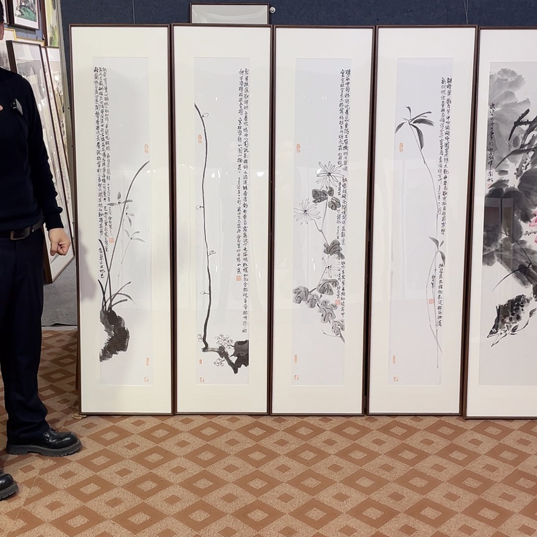 国画手绘画作品带框