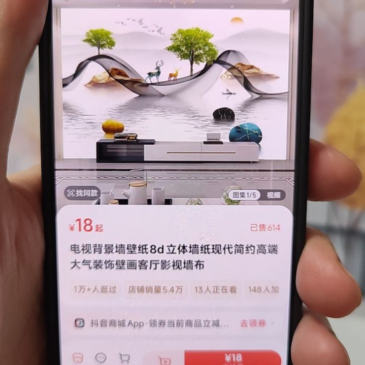 中****客厅电视墙壁画壁布材质