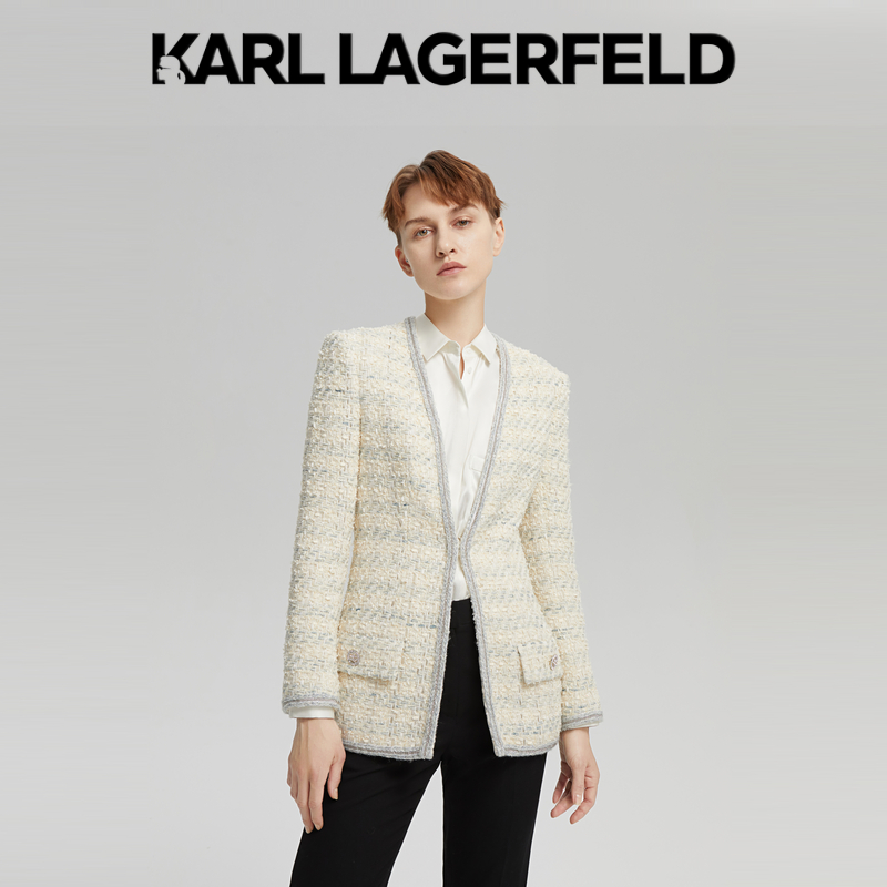 【李老板专属】KARL LAGERFELD 收腰手工花边粗花呢夹克216L1536