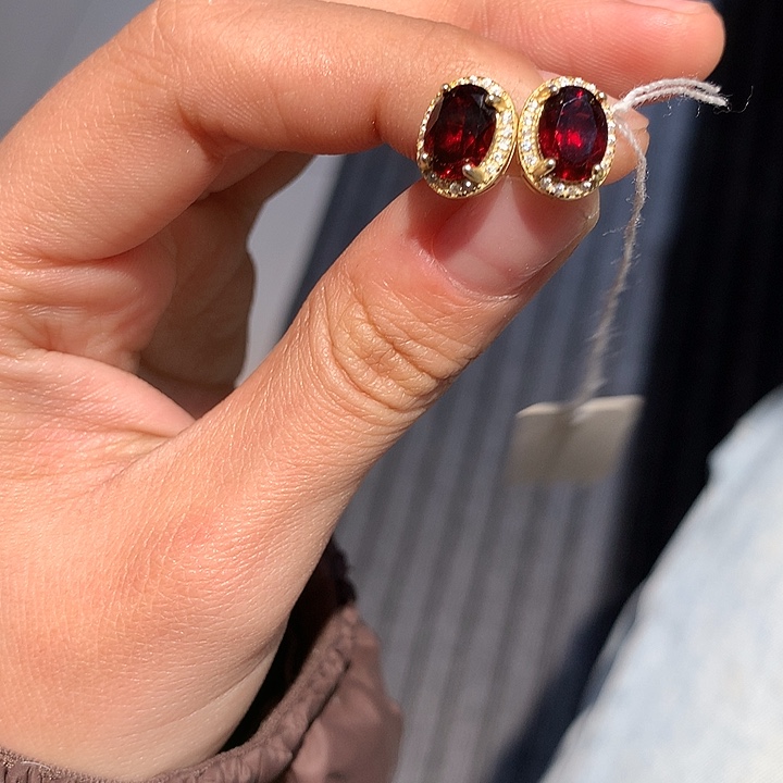 戒指石榴石银S925镶嵌