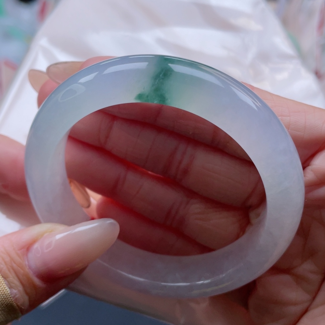 未镶嵌手镯翡翠53.3圈 荷塘月色 纯欲天花板 19号