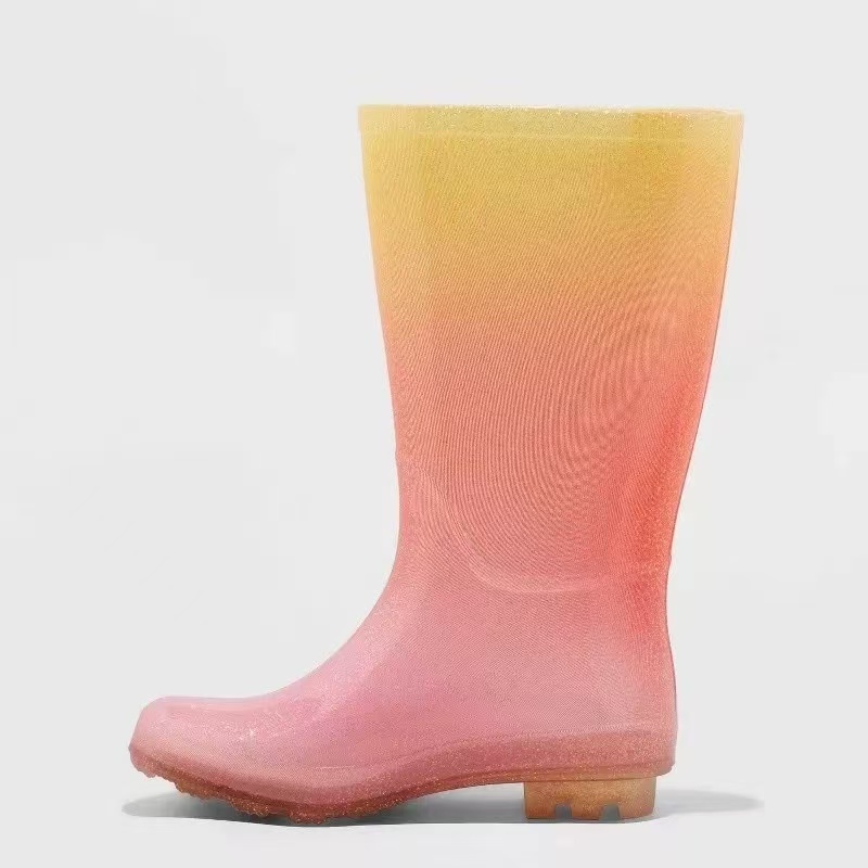 欧美原单香味粉彩长筒女童轻便运动雨靴防滑儿童女鞋夏季女款胶鞋