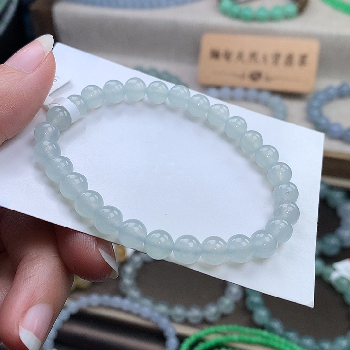 翡翠未镶嵌手链冰白无瑕