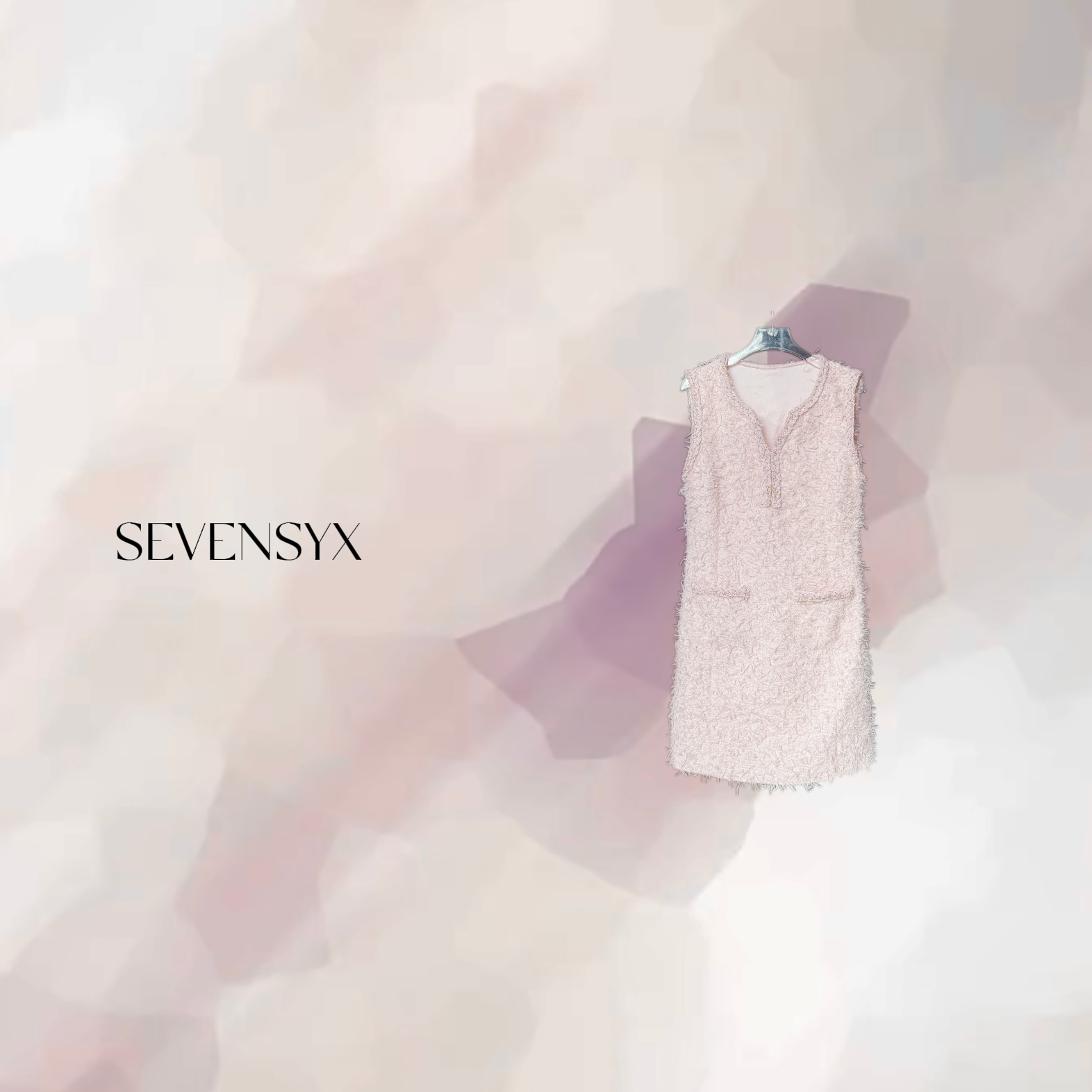 【流苏粉V领连衣裙】25夏季新款 深圳欧货 轻奢 小香风连衣裙不闷热