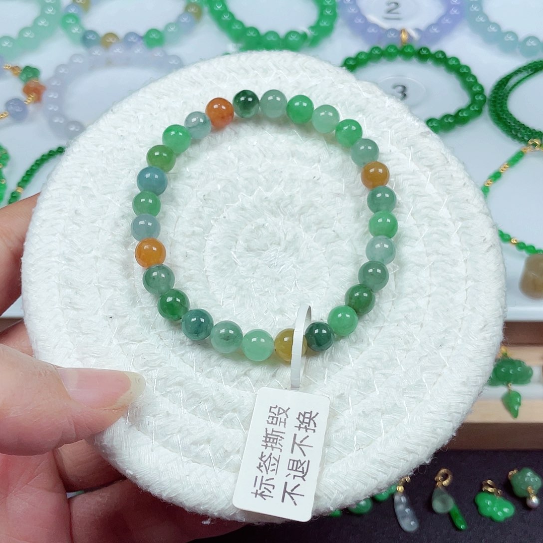 翡翠未镶嵌手链天然缅甸翡翠A货卡6.6