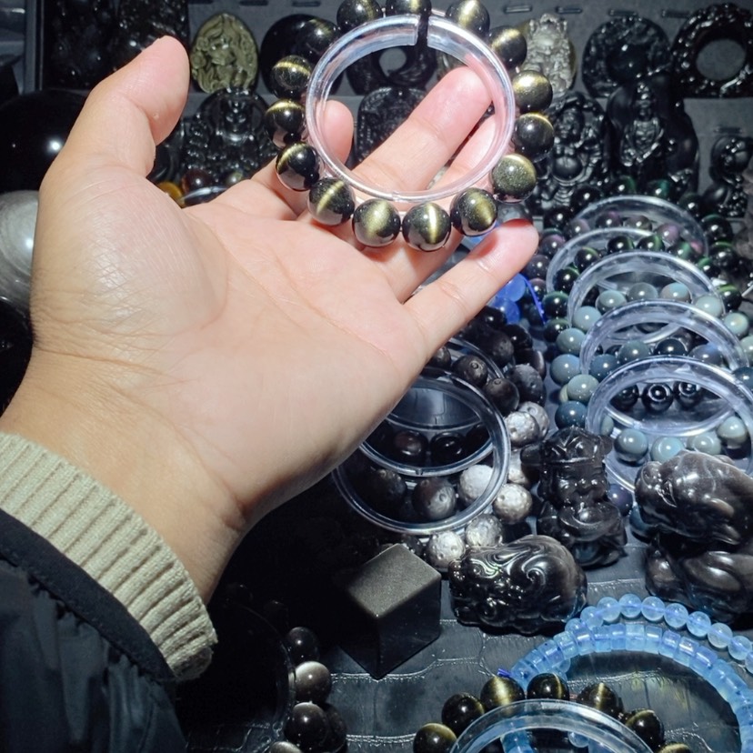 【闪购商品】黑曜岩手串未镶嵌欢**好