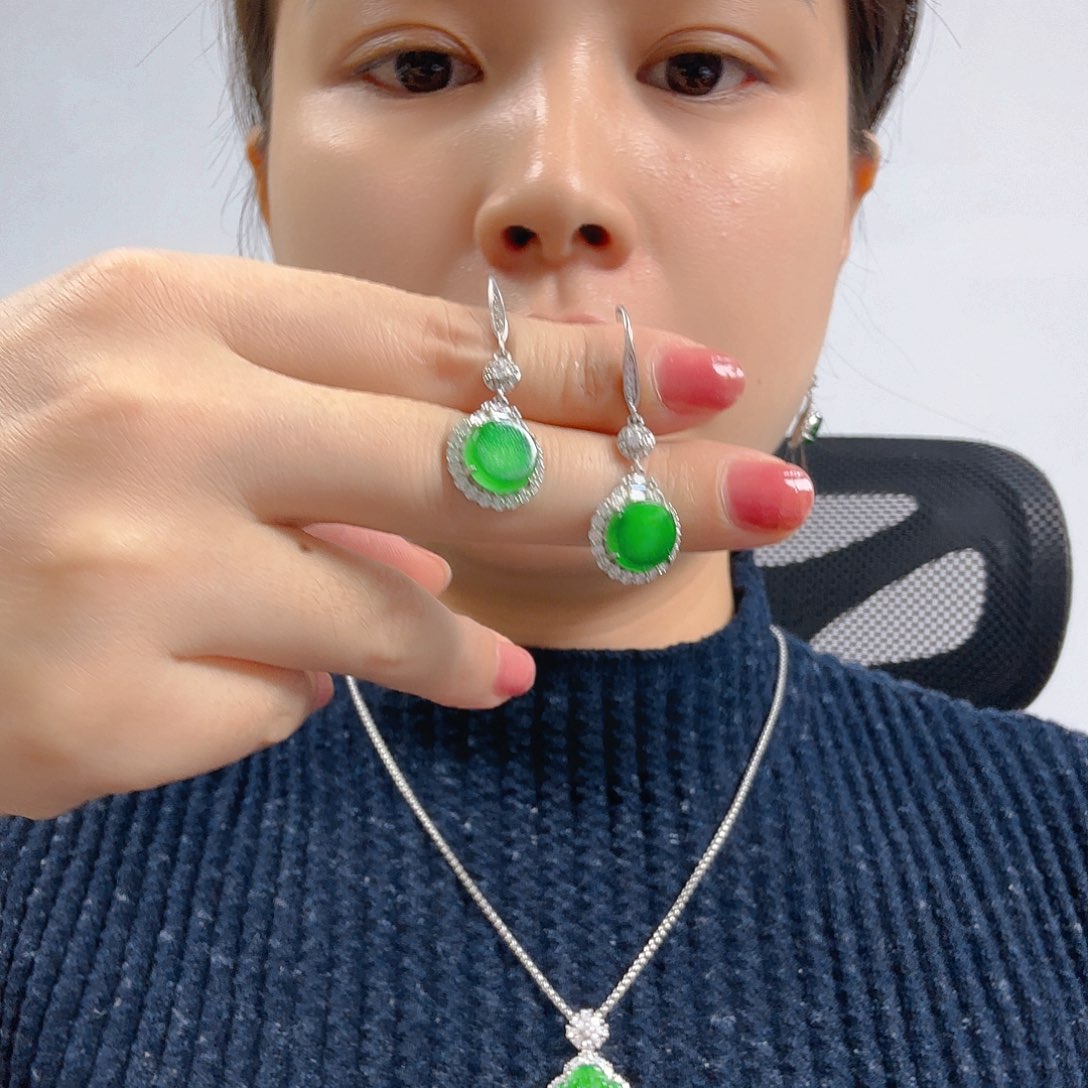 翡翠银S925镶嵌吊坠(不含链)