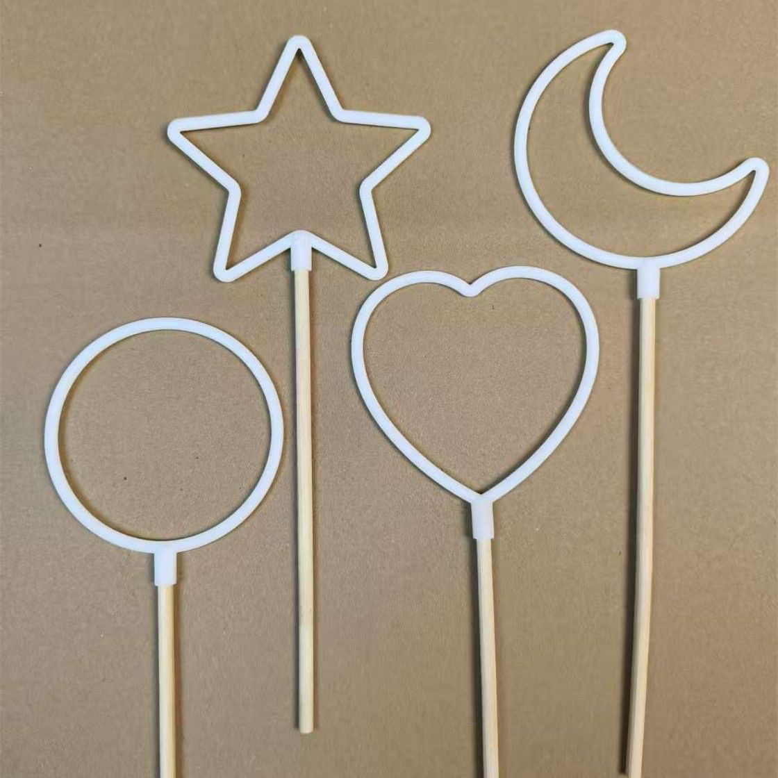 手工diy棒棒糖爱心圈塑料圆圈挂件心形塑料圈魔法棒配件半成品