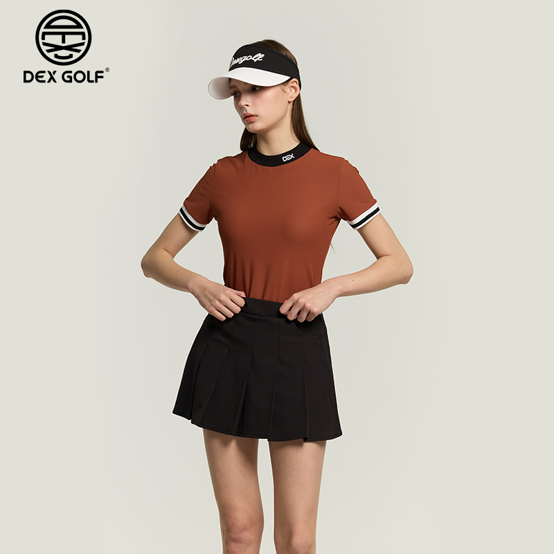 DEXGOLF高尔夫女士短袖T恤春夏3343经典圆领上衣运动休闲弹力速干