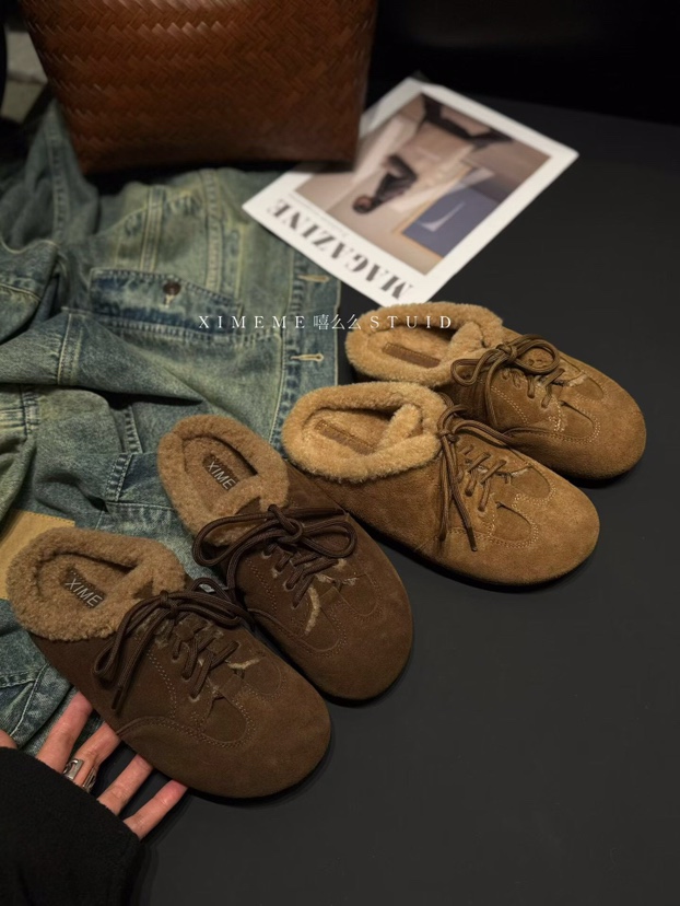 2025新款休闲加绒鞋包头半拖鞋外穿M96-1