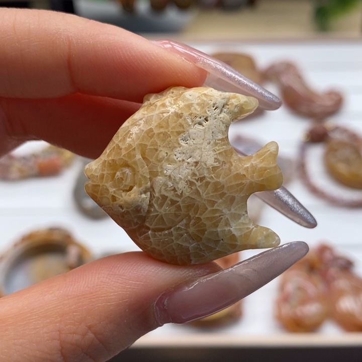 硅化玉颈饰未镶嵌金鱼。26号链接