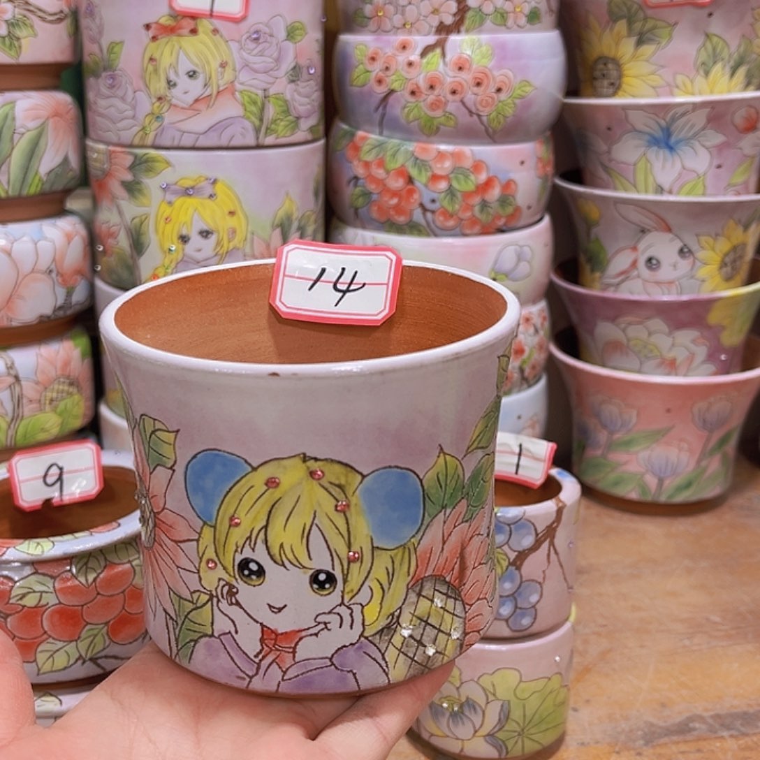 多肉花盆手绘景德镇