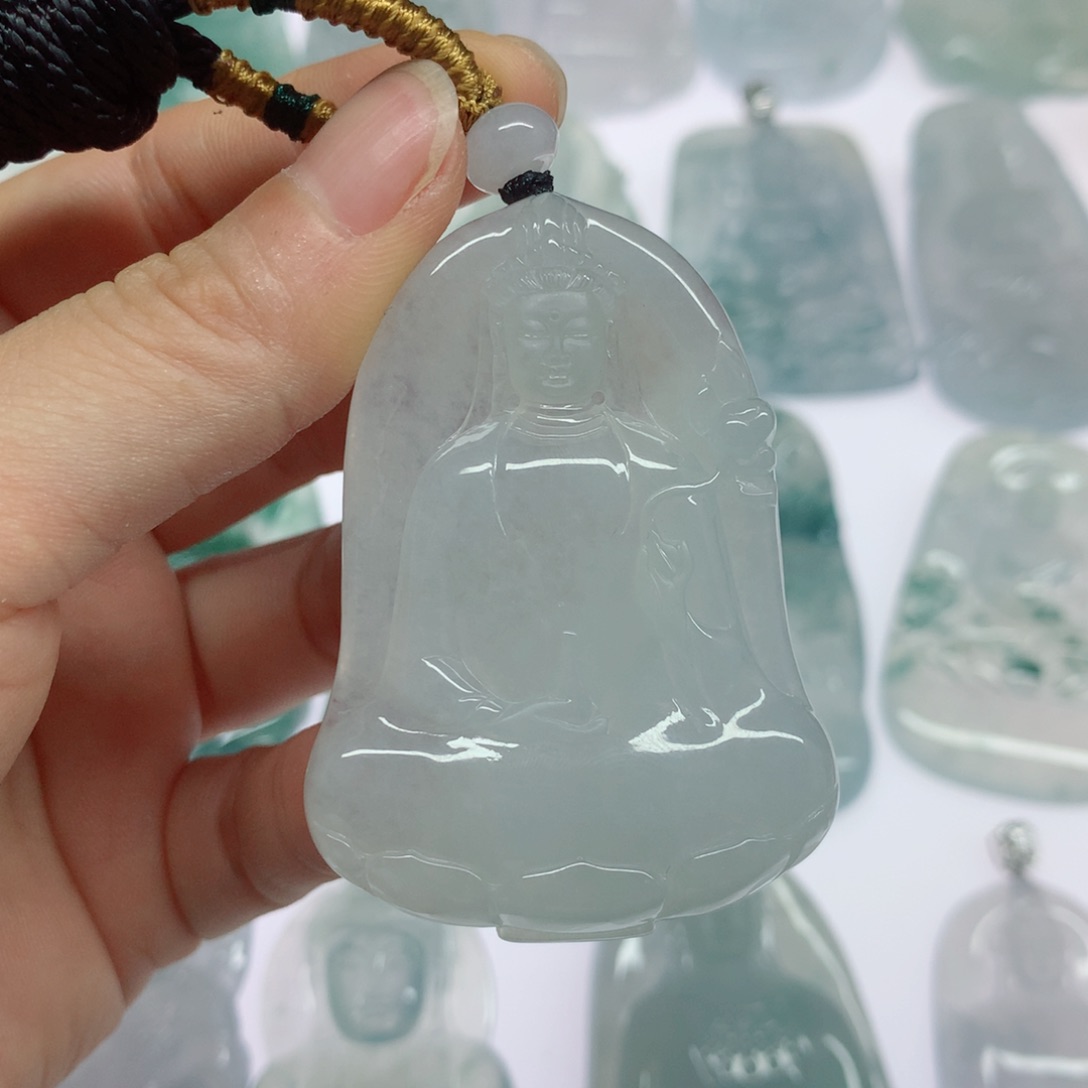 翡翠未镶嵌颈饰平***@素衣观音