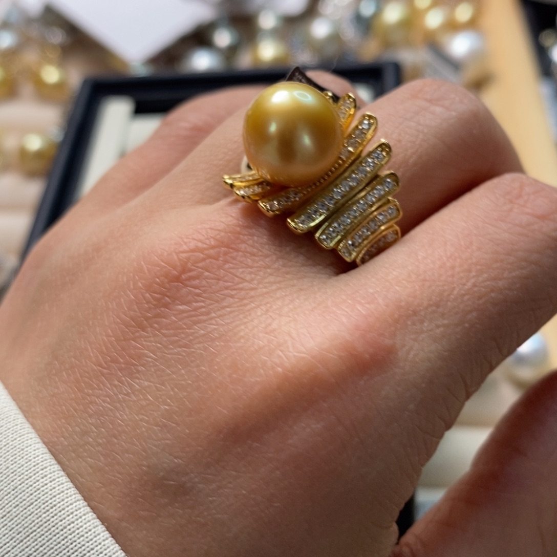 海水珍珠戒圈银S925镶嵌