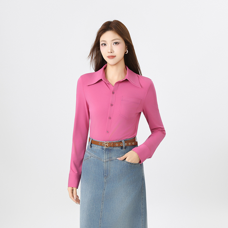 {专柜}商城同款2025新款百搭气质修身显瘦长袖衬衫1301044