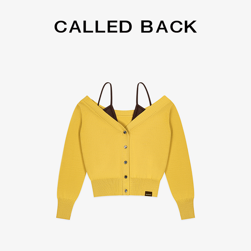 CALLED BACK2025春季新款舒适经典宽松黄色长袖开衫2-8