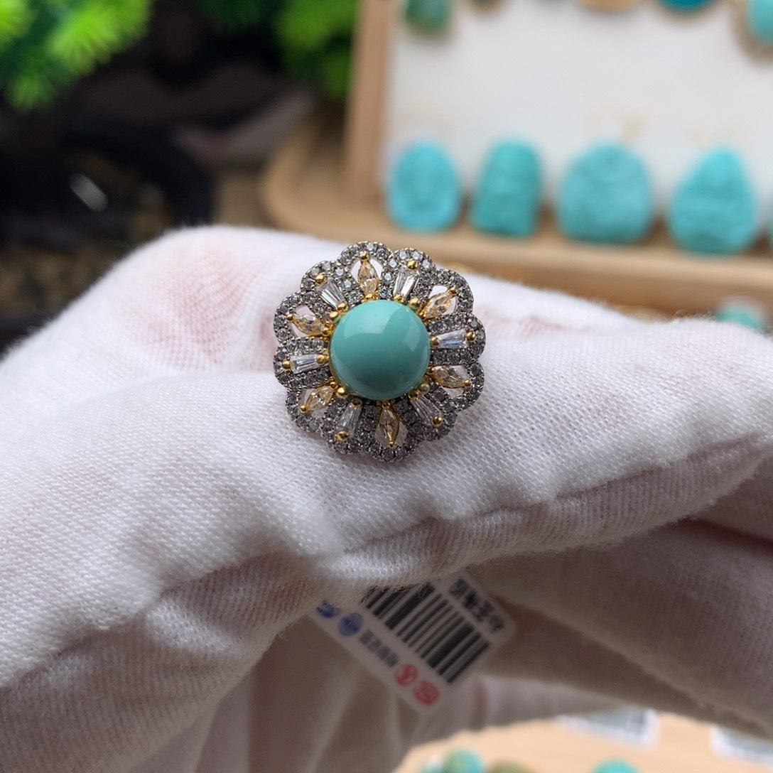 绿松石珠宝奇石银S925镶嵌