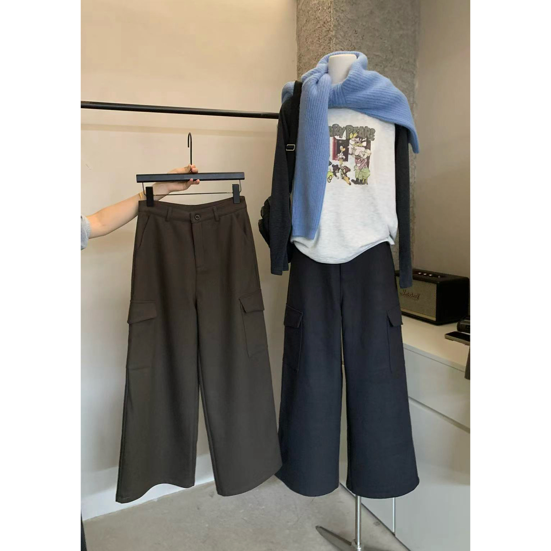 abow@83110 韩系百搭工装风阔腿休闲裤 （加绒）12-26