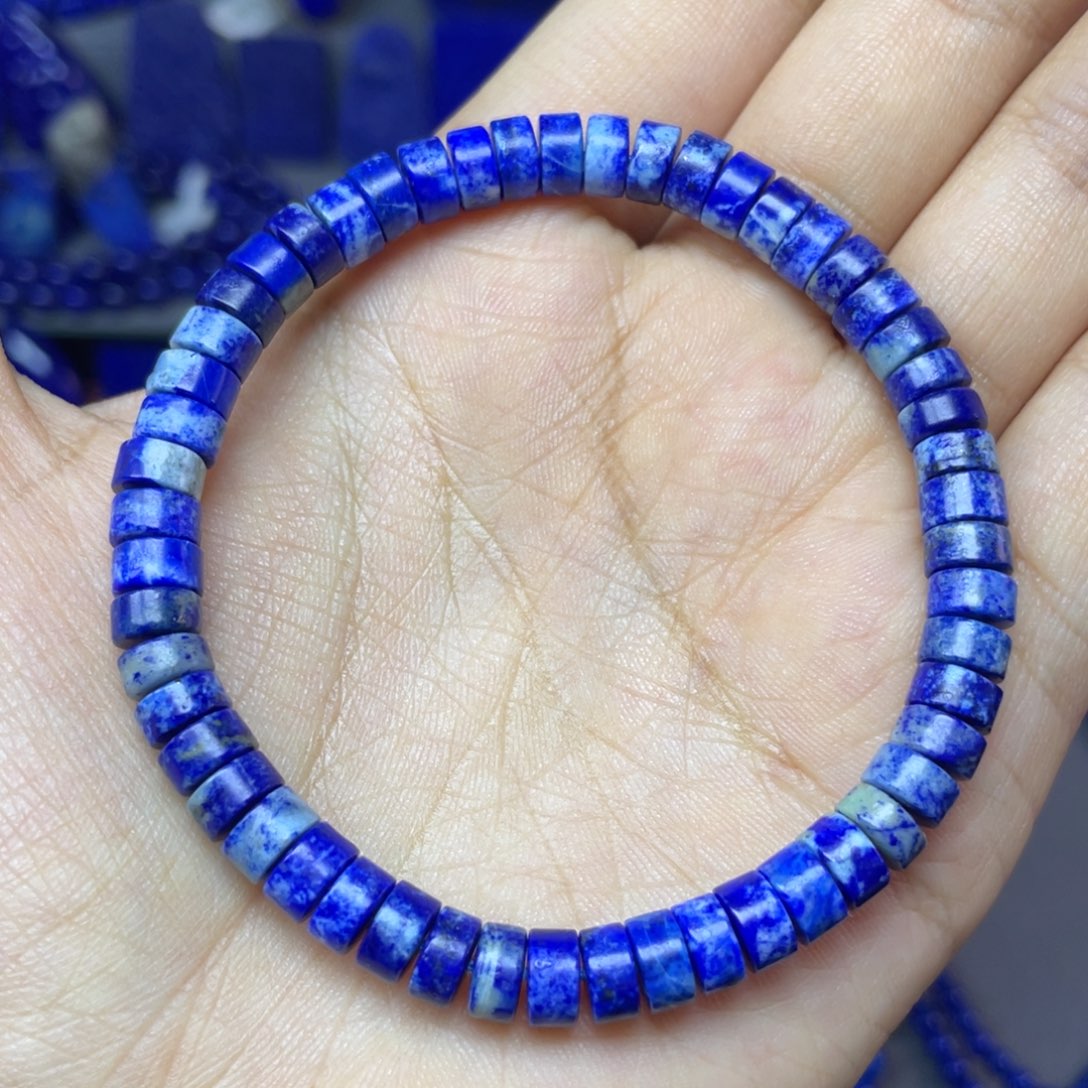 青金石未镶嵌6×3mm直切药片手串