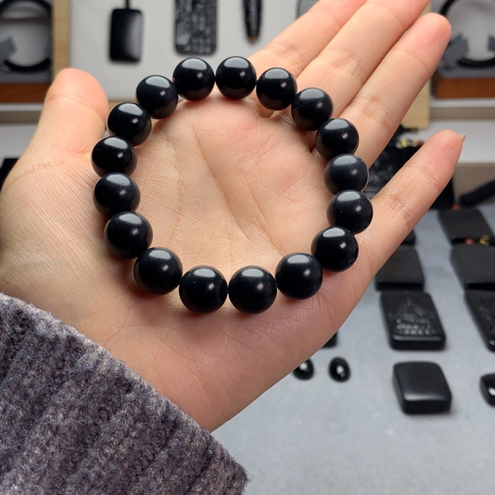 和田玉（墨玉）未镶嵌手串特价12mm