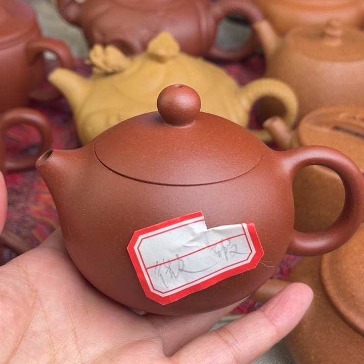 紫砂茶壶原矿红皮龙西施精工半手微瑕150c