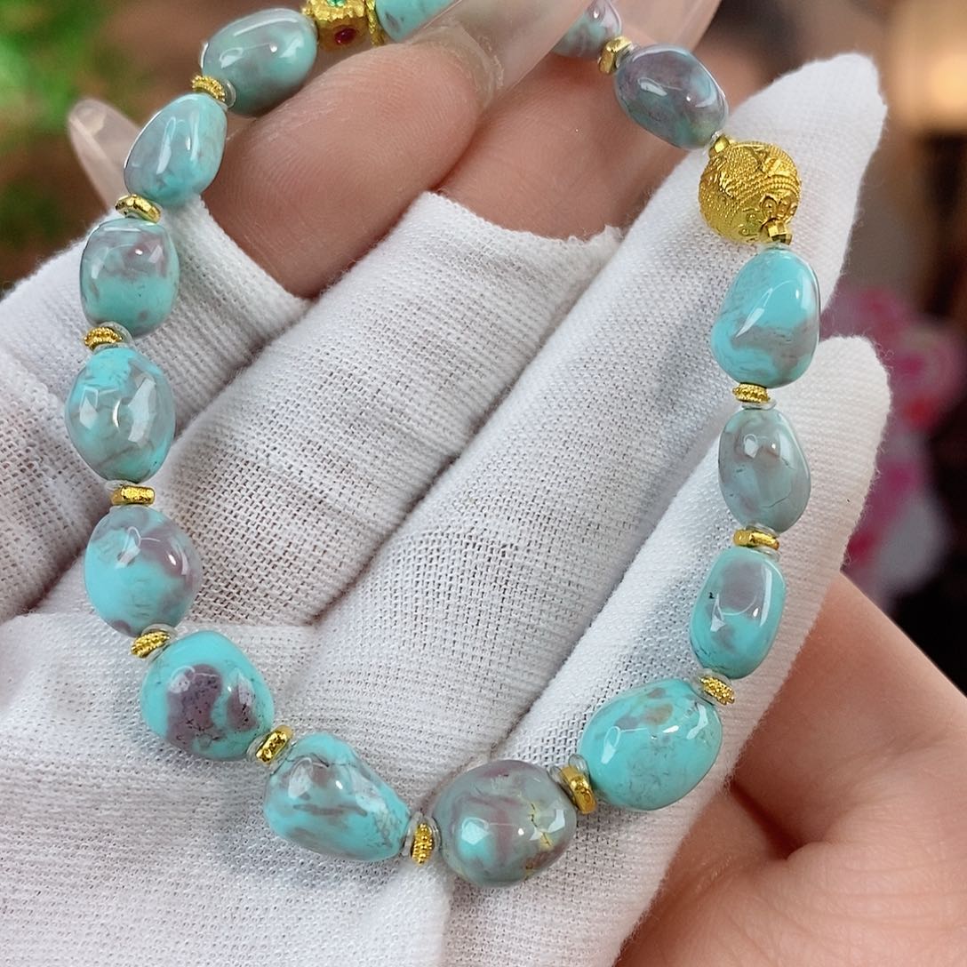 绿松石珠宝奇石18K金镶嵌